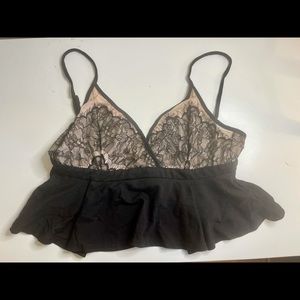 Pink and Black Lace Peplum top